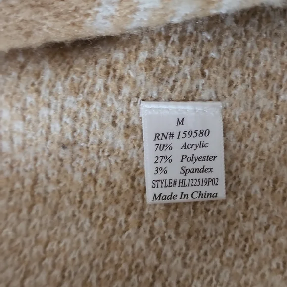 Pink Lily Tan Buffalo Plaid Cardigan - Picture 4 of 4